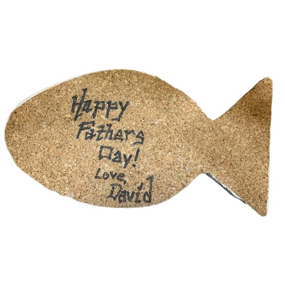 Handmade Ceramic Fish-Shaped Wall Art With Multicolor Glaze & Cork Backing - Picture 2 of 2